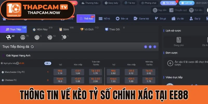 Thông tin về kèo tỷ số chính xác tại EE88