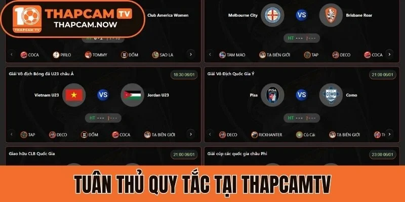 Tuân thủ quy tắc tại Thapcamtv