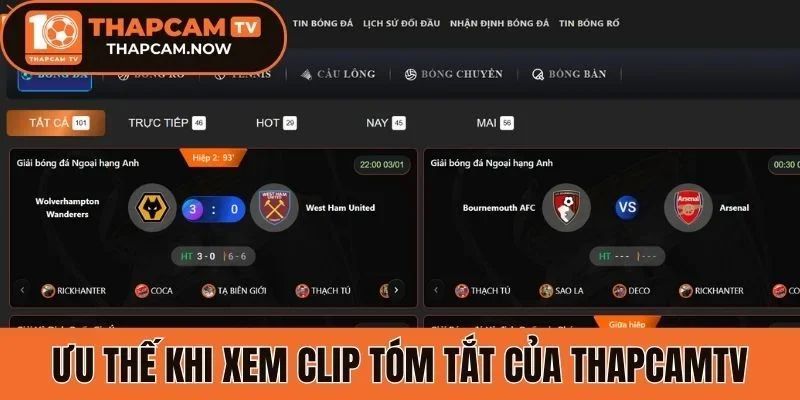 Ưu thế khi xem clip tóm tắt của Thapcamtv
